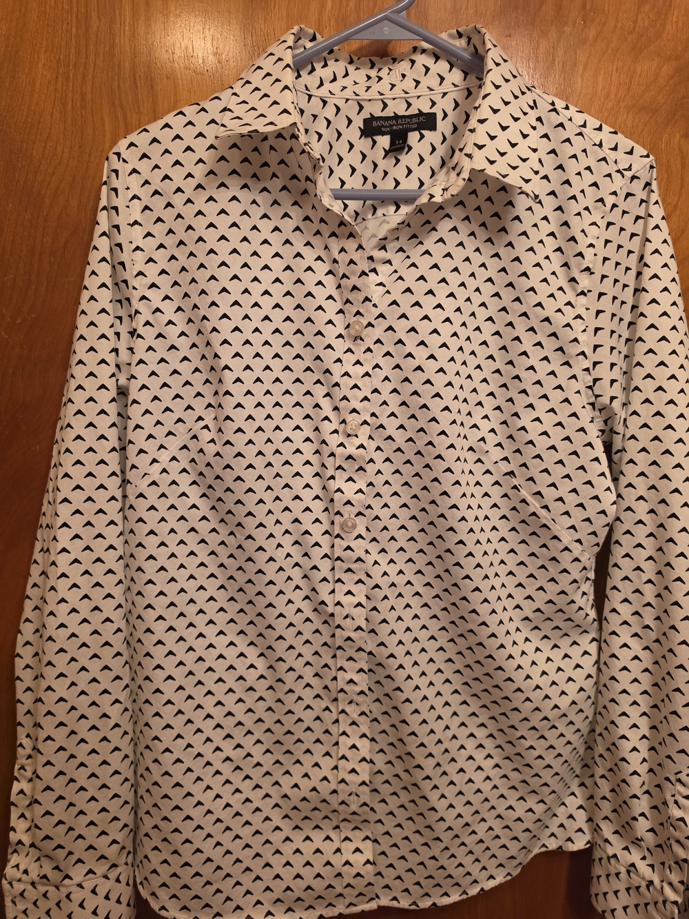 Banana Republic White Button-Down Shirt with Black Triangle Print